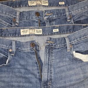 Two Pairs 38x32 Ariat M4 Relaxed Straight-Leg Jeans in Light Blue Wash